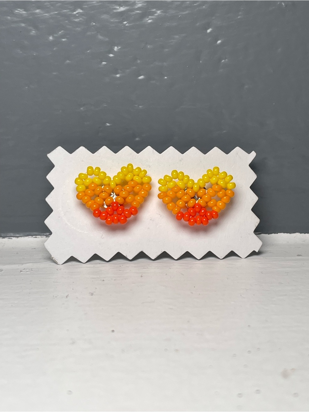 Huichol Beaded Heart Stud Earrings